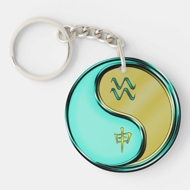 Aquarius & Metal Monkey Key Ring (Front)