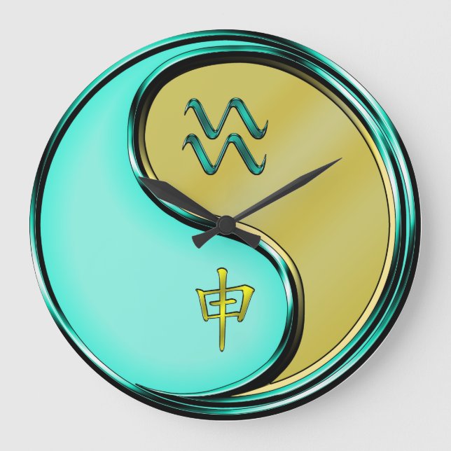 Aquarius & Metal Monkey Large Clock (Front)