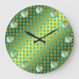 Aquarius & Metal Monkey Large Clock