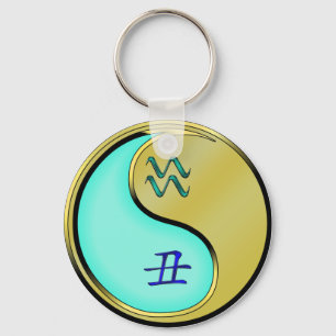 Aquarius & Metal Ox Key Ring