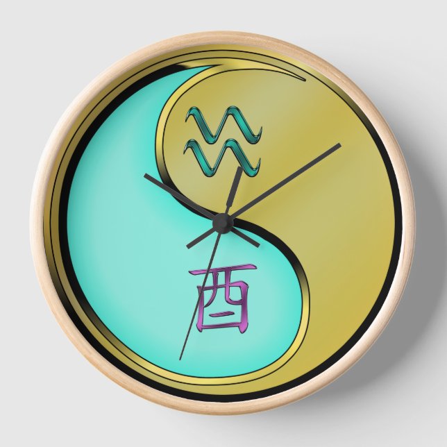 Aquarius & Metal Rooster Clock (Front)