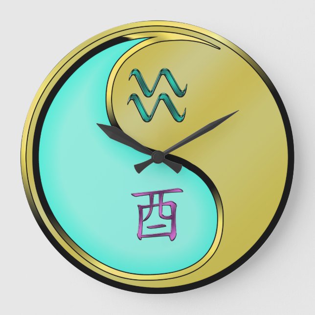 Aquarius & Metal Rooster Large Clock (Front)