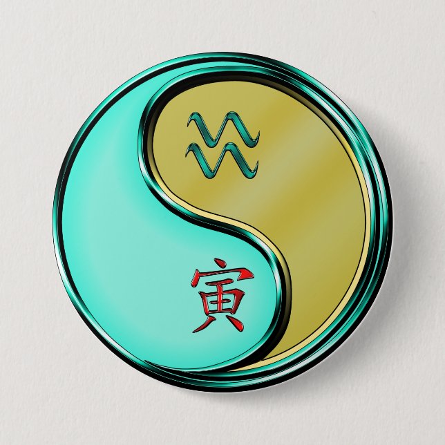 Aquarius & Metal Tiger 7.5 Cm Round Badge (Front)