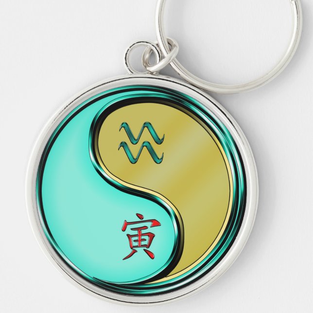 Aquarius & Metal Tiger Key Ring (Front)
