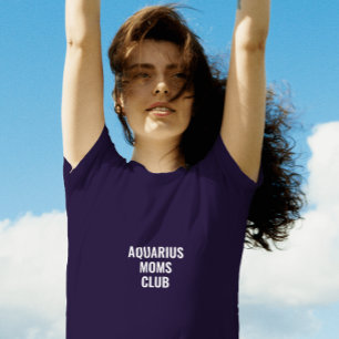 Aquarius moms club blue typography modern T-Shirt