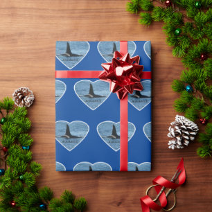 Aquarius Orca Killer Whale Navy Blue Wrapping Paper
