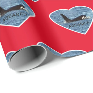 Aquarius Orca Killer Whale Red Wrapping Paper