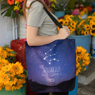 Aquarius Personalised Zodiac Constellation Tote Bag