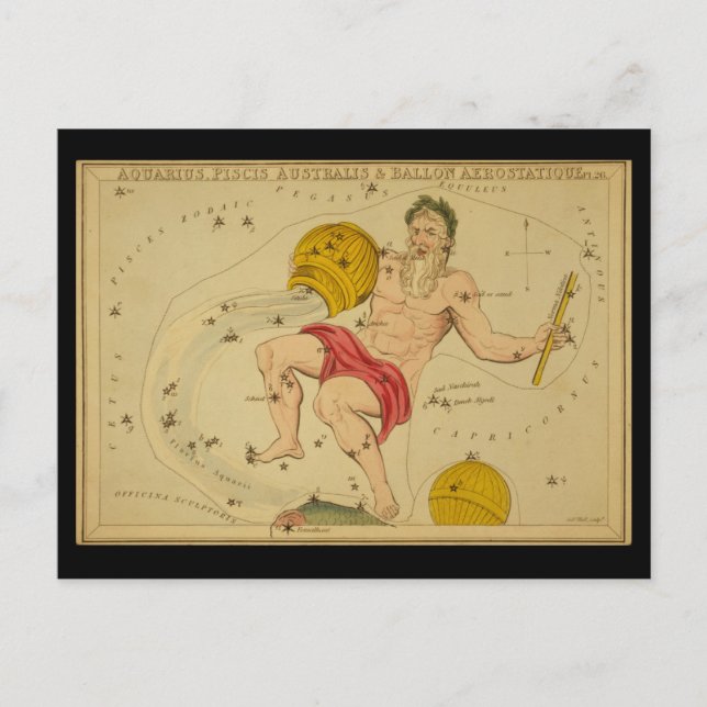 Aquarius, Piscis Australis & Ballon Aerostatique Postcard (Front)