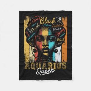 Aquarius Queen Born Nov Dec Zodiac Black History M Fleece Blanket