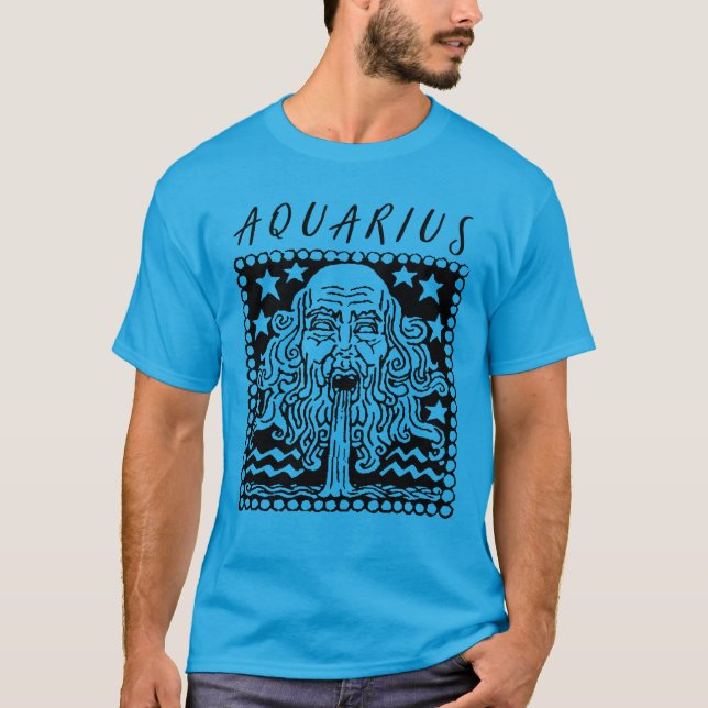 Aquarius Season Zodiac Sign Horoscope Logo T-Shirt (Front)
