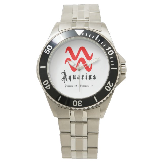 Aquarius Sign Astrology Zodiac Watch (Front)