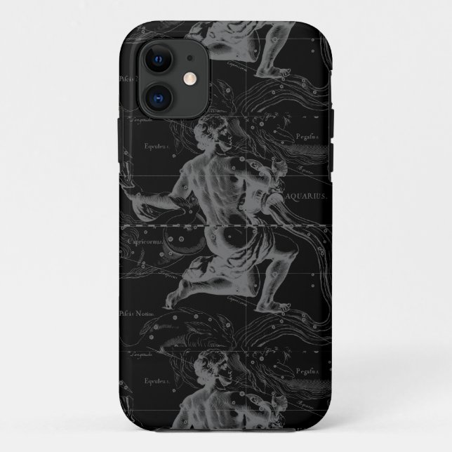 Aquarius Sign Constellation Map by Hevelius Case-Mate iPhone Case (Back)
