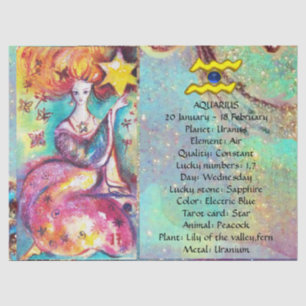 AQUARIUS, STAR TAROT ASTROLOGY ZODIAC BIRTHDAY TISSUE PAPER