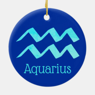 Aquarius Sun Sign Zodiac Symbol  Ceramic Tree Decoration