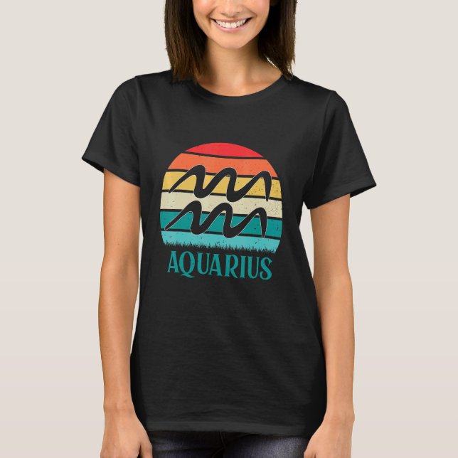 Aquarius Sunset Zodiac T-Shirt (Front)