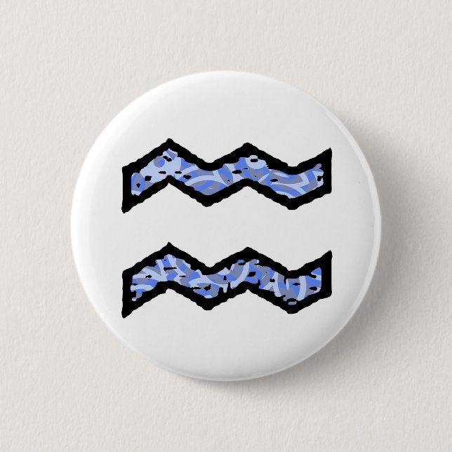 Aquarius Symbol (style 1_blue) button (Front)