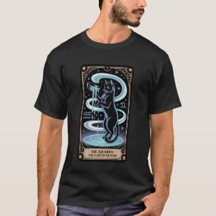 Aquarius Tarot Card Black Cat  Mystical Zodiac Wat T-Shirt