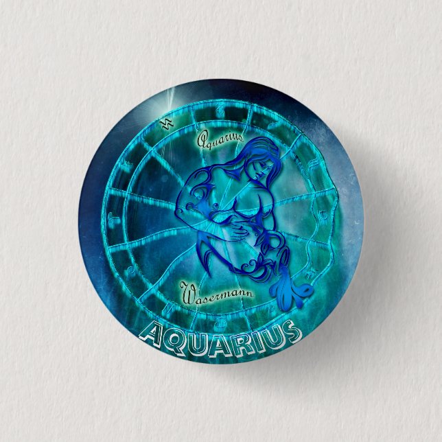 Aquarius the Water Bearer Horoscope 3 Cm Round Badge (Front)