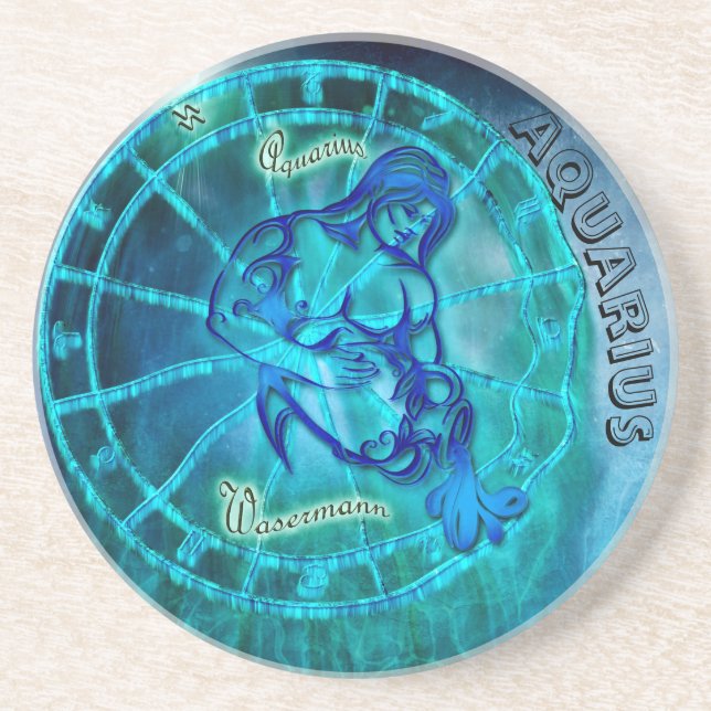 Aquarius the Water Bearer Horoscope Coaster (Front)