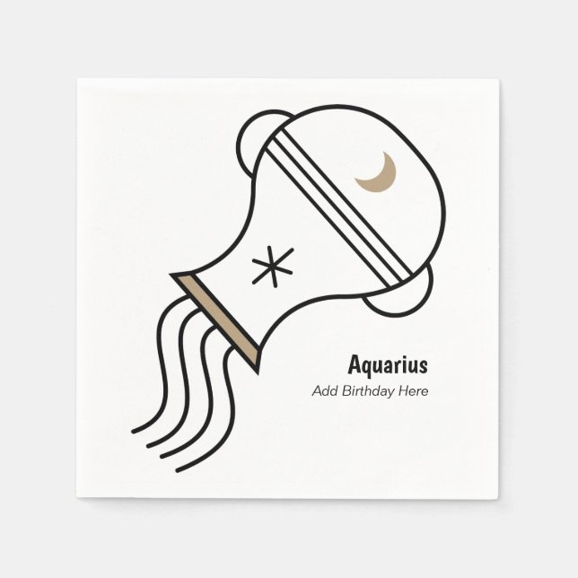 Aquarius the water bearer personalised party favou napkin (Front)
