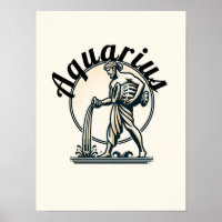 Aquarius the Water Bearer Vintage Zodiac