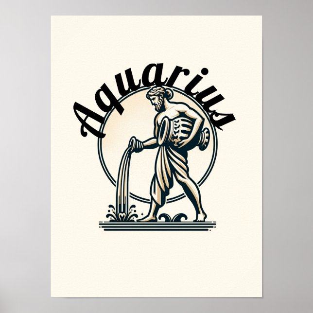 Aquarius the Water Bearer Vintage Zodiac Poster (Front)