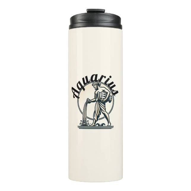 Aquarius the Water Bearer Vintage Zodiac Thermal Tumbler (Front)