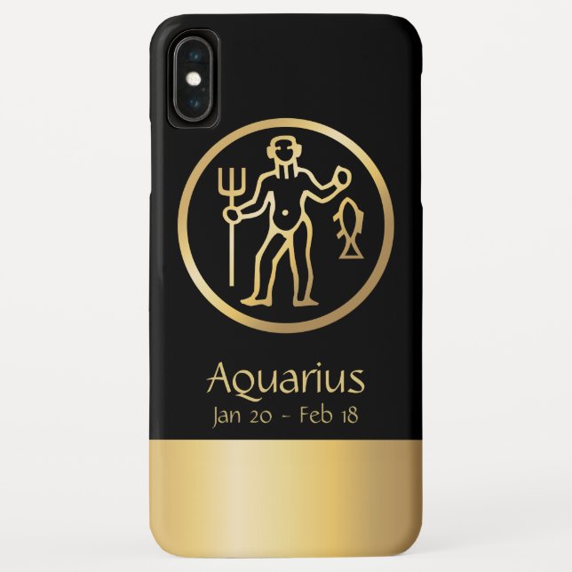 Aquarius the Water Bearer Zodiac Black Gold Case-Mate iPhone Case (Back)