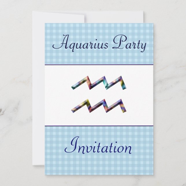 Aquarius Themed Birthday Party Invitation -Zodiac (Front)