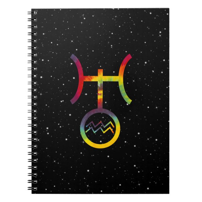 Aquarius Uranus Planetary Symbol Tie Dye Journal (Front)