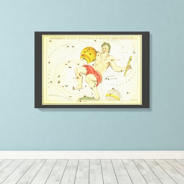 Aquarius, Vintage Constellation, Urania's Mirror Canvas Print (Insitu(Wood Floor))