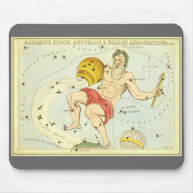 Aquarius, Vintage Constellation, Urania's Mirror Mouse Pad (Front)