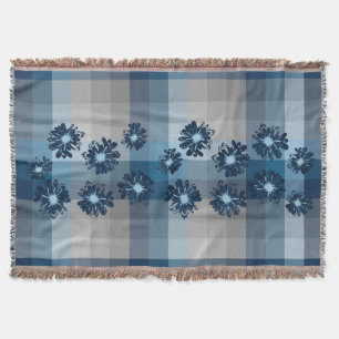 Aquarius Vintage Shadow Plaid & Psychedelic Floral Throw Blanket