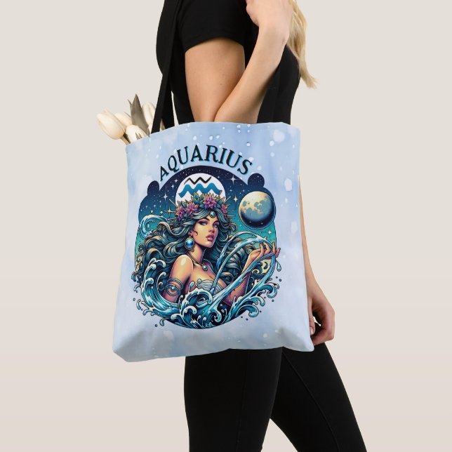 Aquarius Water Bearer Beautiful Woman Astrology  Tote Bag (Close Up)