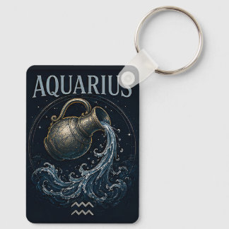 Aquarius Water Bearer Zodiac Astrology Symbol Key Ring