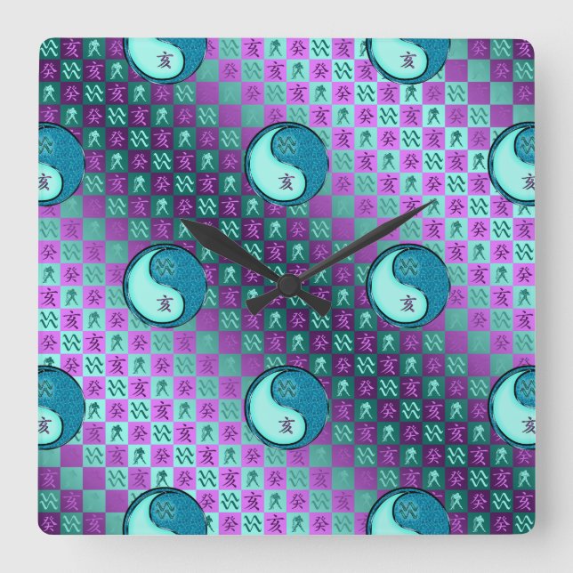 Aquarius & Water Boar Square Wall Clock (Front)