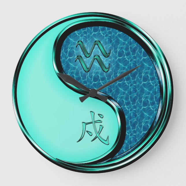 Aquarius & Water Dog Large Clock (Front)