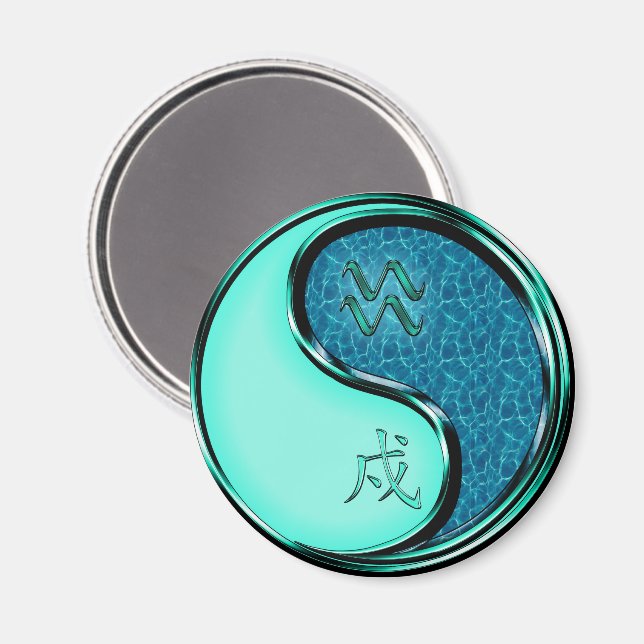Aquarius & Water Dog Magnet (Front/Back)