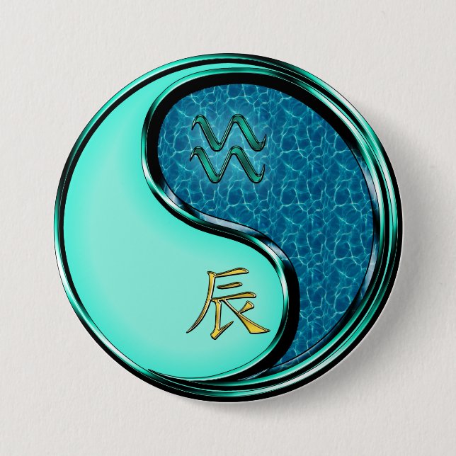 Aquarius & Water Dragon 7.5 Cm Round Badge (Front)