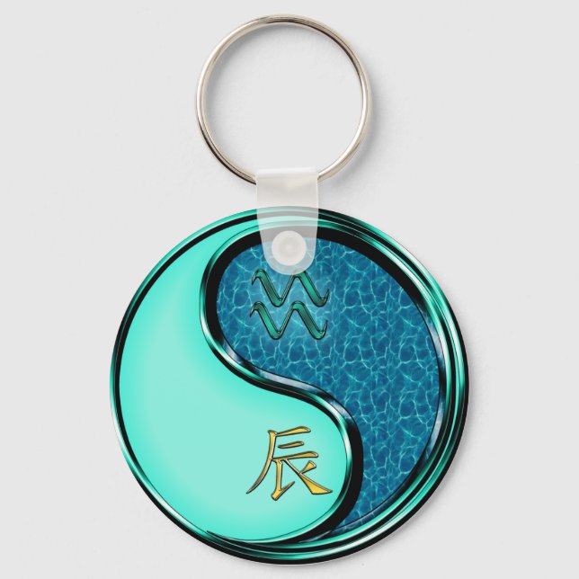 Aquarius & Water Dragon Key Ring (Front)
