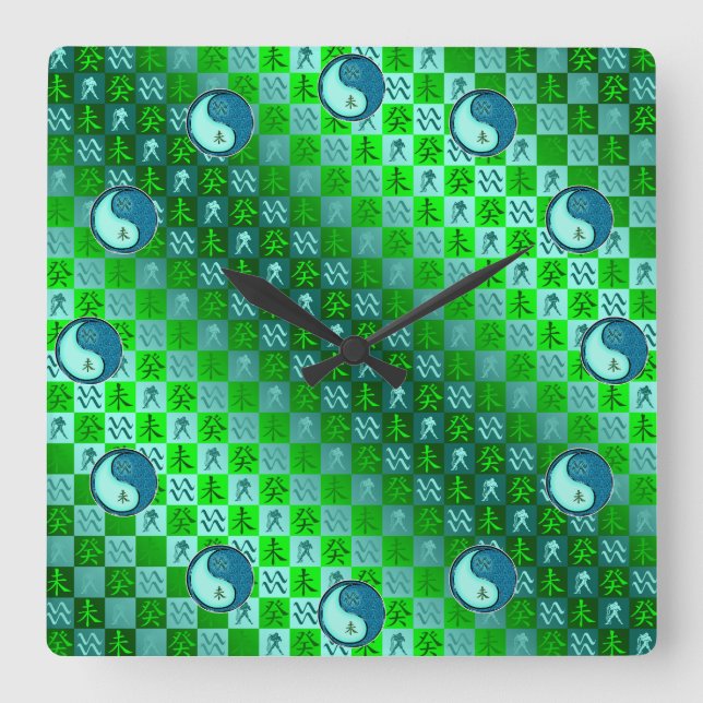 Aquarius & Water Goat Square Wall Clock (Front)