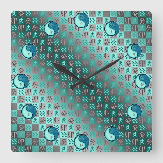 Aquarius & Water Rabbit Square Wall Clock (Front)