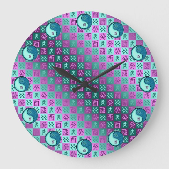Aquarius & Water Rooster Large Clock (Front)