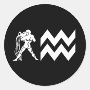 Aquarius with Symbol Classic Round Sticker