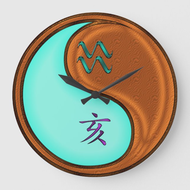 Aquarius & Wood Boar Large Clock (Front)