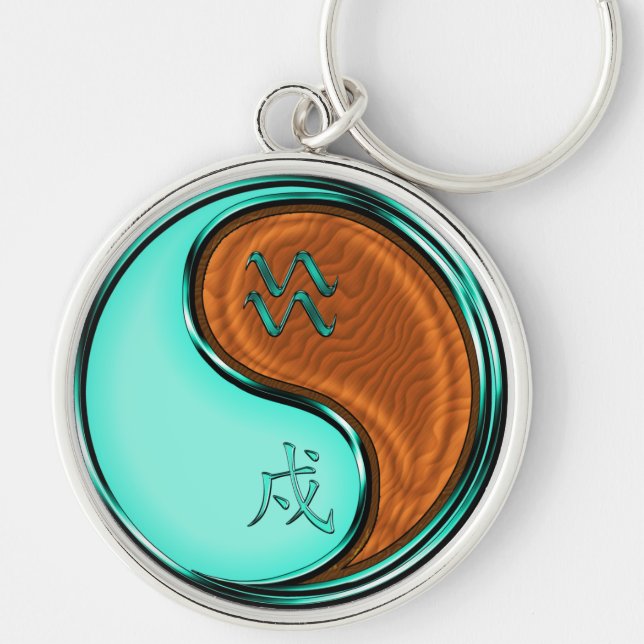 Aquarius & Wood Dog Key Ring (Front)