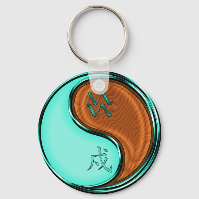 Aquarius & Wood Dog Key Ring (Front)
