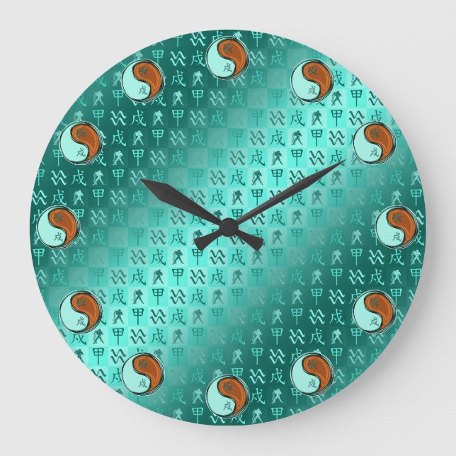Aquarius & Wood Dog Large Clock (Front)