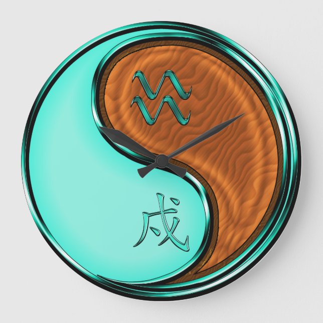 Aquarius & Wood Dog Large Clock (Front)